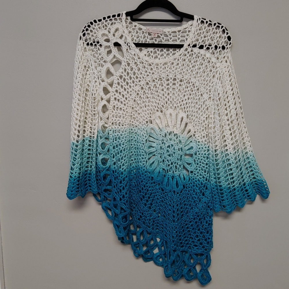 Dressbarn asymmetrical crochet sweater top